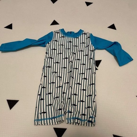 Hatley Blue and Black Kids Swim Rashguard - Picture 1 of 2